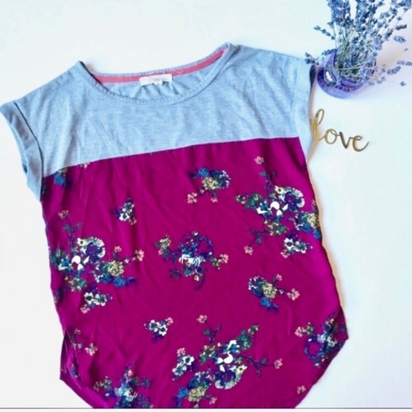 Rewind Colorblock Floral Capped Sleeve Blouse Size Small - Picture 2 of 8